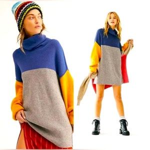 Free People Softly Structured Colorblocked Turtleneck Sweater